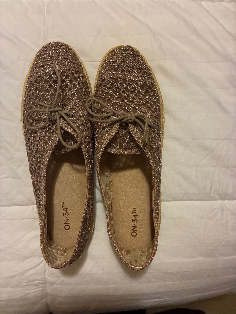 ON:34TH Women's Taupe Crochet Lace-Up Espadrilles